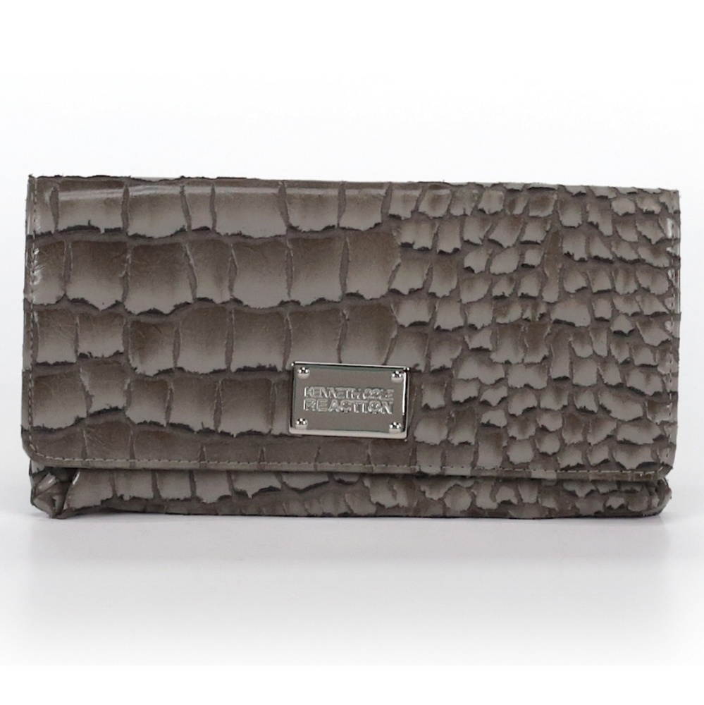 KENNETH COLE REACTION Grey Animal Print Wallet